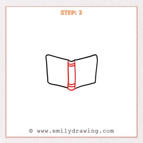 how to draw an open book - Step 3